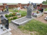 Zdjęcie grobu zamordowanych przez Niemców więźniów z obozu w Żabikowie. Słupia