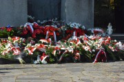 Kwiaty pod pomnikiem Tadeusza Kościuszki.