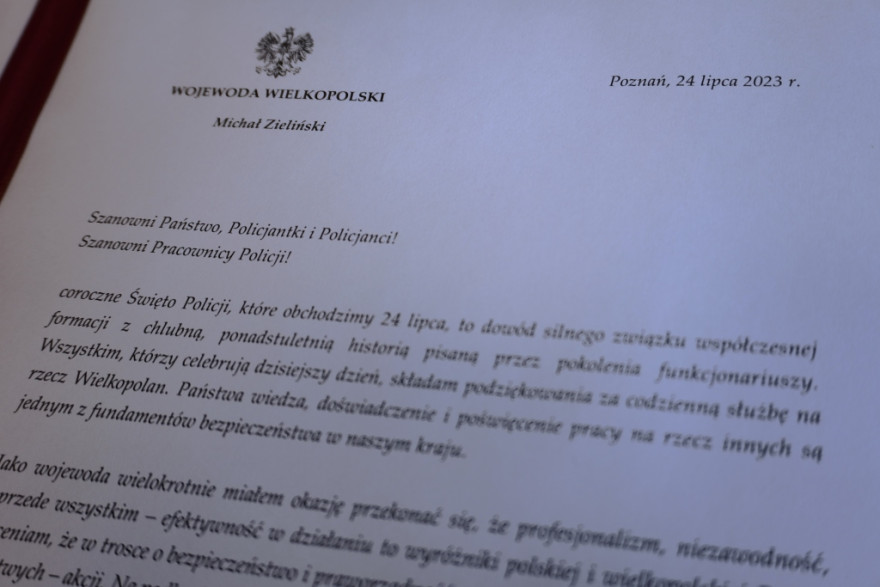 List Wojewody Wielkopolskiego z okazji Święta Policji