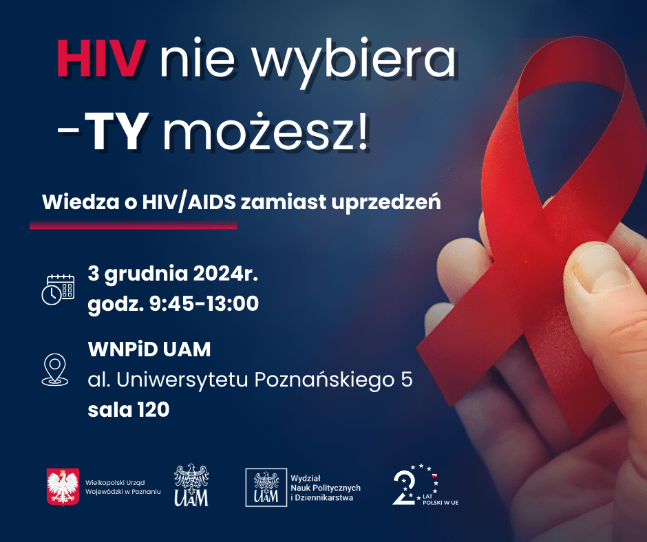 Grafika informująca o seminarium "HIV nie wybiera - TY możesz!"