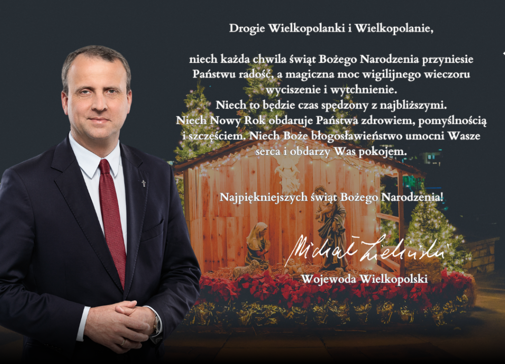 grafika z życzeniami dla Wielkopolan od wojewody wielkopolskiego