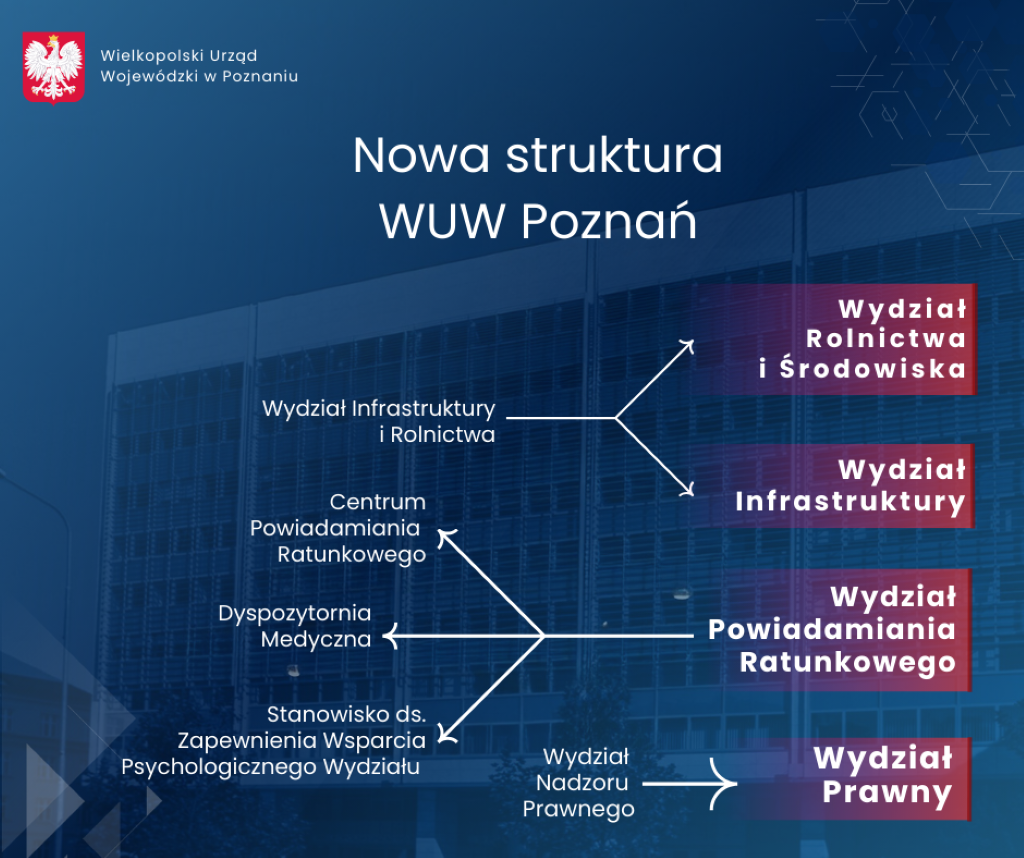 grafika przedstawiająca nową strukturę organizacyjną WUW Poznań